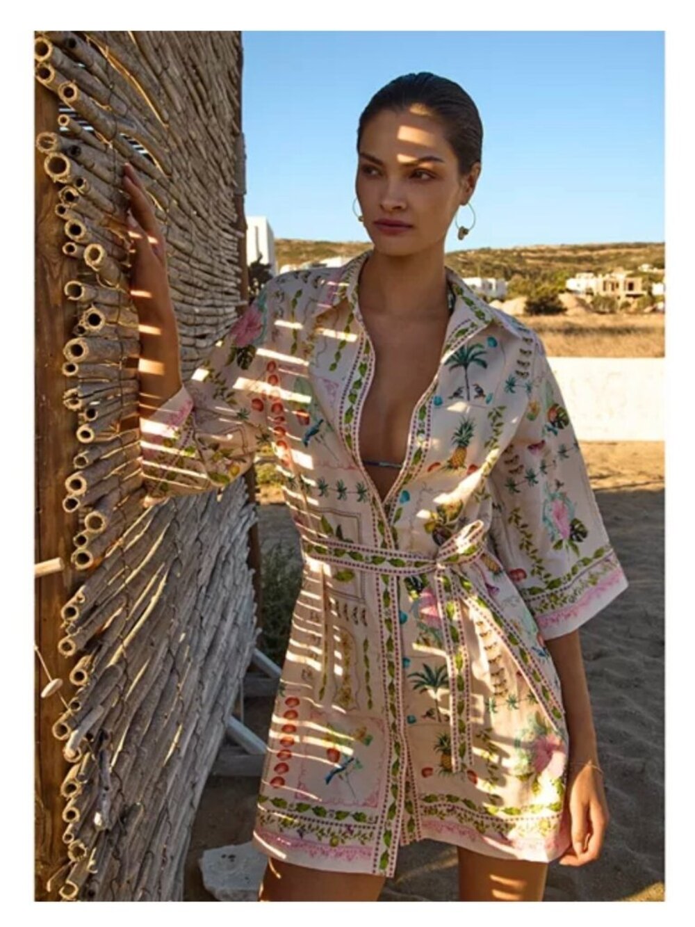 NWT Monte & Lou Linen Shirt Dress Camo Size Medium - Picture 3 of 10